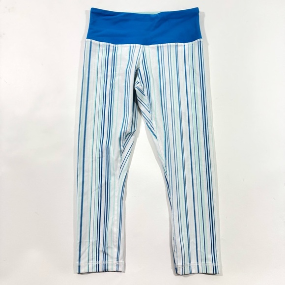 Lululemon Wunder Under 21” Crop Legging Blue White Low Rise - Picture 1 of 7
